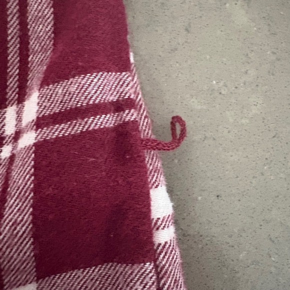 Y2K‎ Abercrombie & Fitch Women XS Flannel Shirt Dress Burgundy Plaid Long Sleeve - Picture 5 of 8